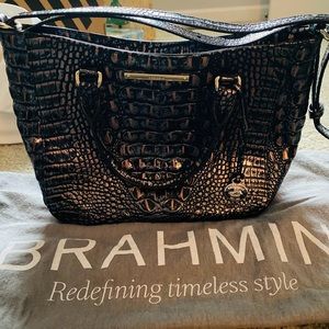 Stunning Gray/Copper/Blue Leather Brahmin Bag